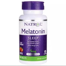 Natrol Melatonin Fast Dissolve - Strawberry 5 mg 90 Tabs Exp. 11/25