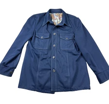 Vintage JCPenney Leisure Suit Jacket Mens 44 Blue Paisley Lined Western 60s 70s