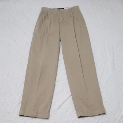 Polo Ralph Lauren Hammond Pants Men's 33x34 Khaki Preppy Vintage Cotton Cuff 90s - Image 1 of 4