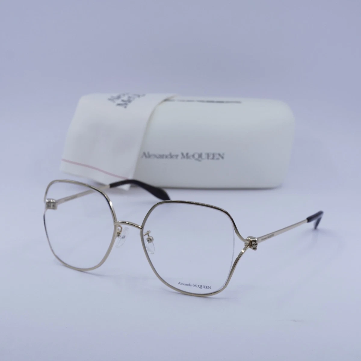 Alexander McQueen AM 0338O 003 Gold Metal Geometric Eyeglasses 54mm Alexander McQueen Gold Eyeglass Frames for sale | eBay main image 2