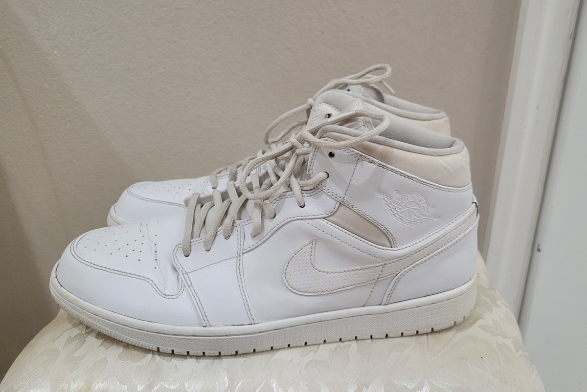 Size 13 - Air Jordan 1 Retro Mid White for sale online | eBay