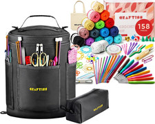 Crochet Kit 158 Pcs  Black Yarn Storage Bag Bundle