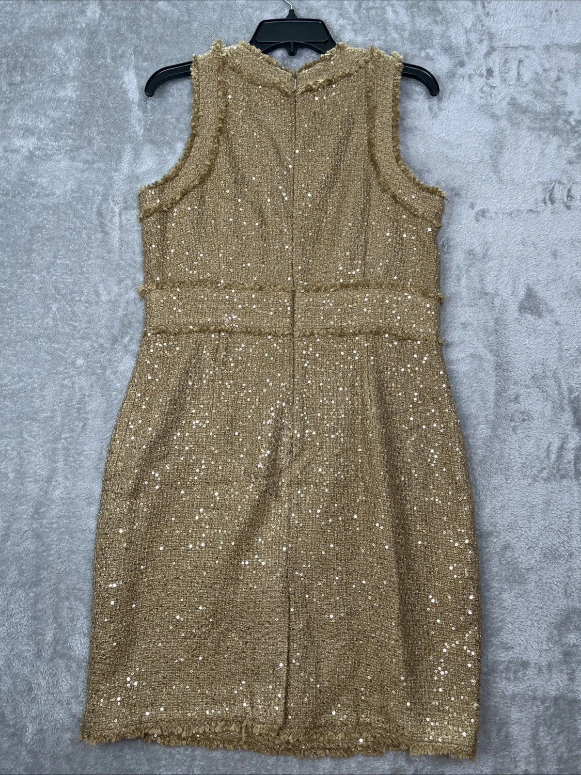 Abito Michael Kors Shimmer G tweed frange senza maniche completamente foderato nuovo taglia 10