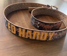 Vintage Ed Hardy Leather Belt Y2K New With Tags