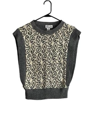 Parrinello Sweater Vest Silk Linen Angora Blend Paisley Med Quiet Luxury