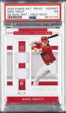 2020 NATIONAL TREASURES GAME GEAR DUAL MATERIALS HOLO GOLD MIKE TROUT 9/10 PSA 7