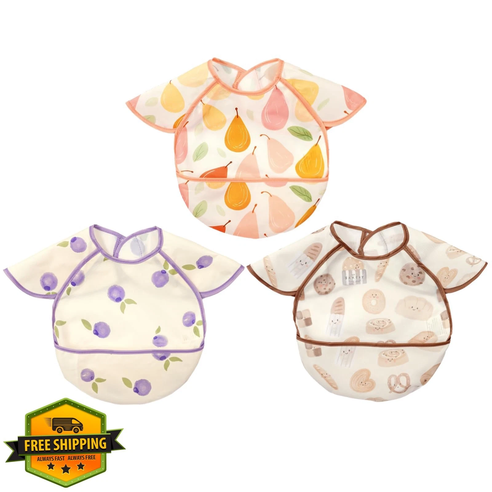 CoolaPeach Baby Bibs 3 Pack Food