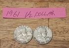 (Lot Of 2)  1961 Benjamin Franklin Half Dollar US  Coins 90% Silver D denver