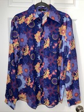 Men's 1970's Vintage Disco Party L/S Shirt Size Medium - Floral New