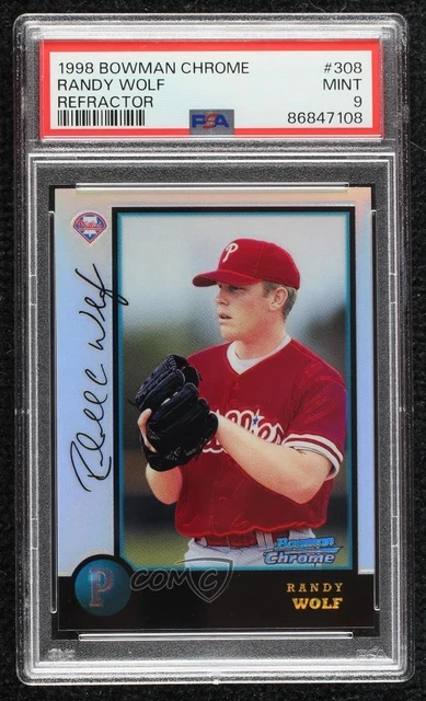 1998 Bowman Chrome Refractor Randy Wolf #308 PSA 9 MINT 1k2s