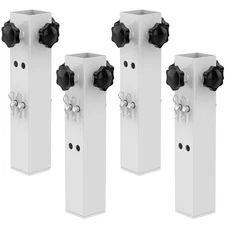 4 Pcs White Table Leg Extenders - Adjustable Metal Square Folding Leg Risers ...