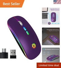 Ultra-Thin Silent Wireless Mouse with Colorful LED Lights  Rechargeable Battery