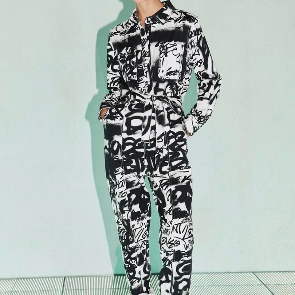 BNWOT SASS & BIDE 'Soul Tonic' Graffiti Print Jumpsuit - Size 8 - $490 - Image 2 of 4