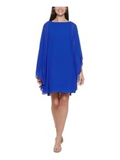 VINCE CAMUTO Womens Short Dress Blue Sleeveless Formal Lined Chiffon Overlay 4