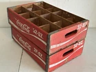 Vintage Enjoy COCA-COLA Wood 32 Oz Bottle Soda Wooden Crate Red, EXCELLENT Cond