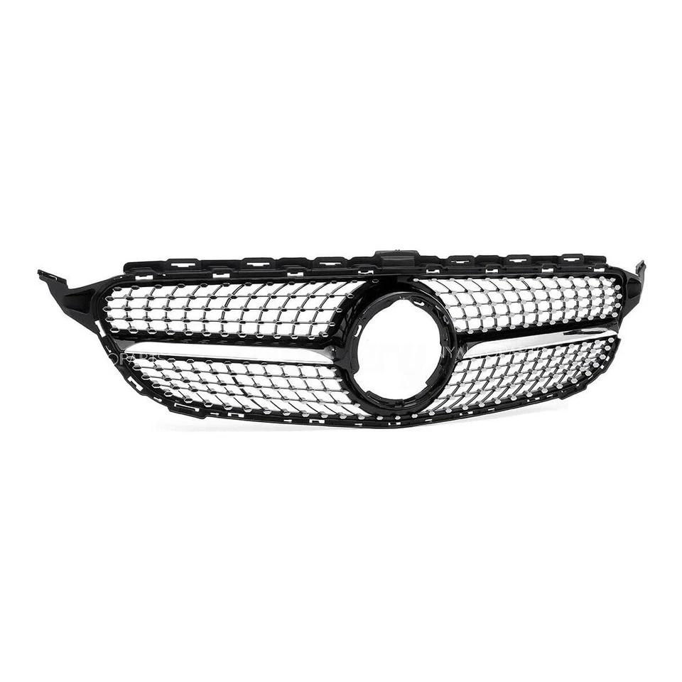 Chrome Black Racing Grille For Mercedes Benz C-Class W205 2019-21 C180 C200 C300 Foto 4 de 4