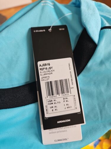 Adidas Mens Football Referee Shirt XL Blue FAW Wales Climacool Jersey Top BNWT - Picture 6 of 7