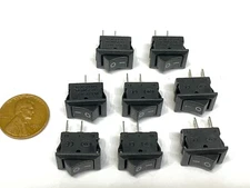 8 Pieces Black Rocker switch 15mm x 10mm 6a 2pin mini on off spst kdc1 12v b22