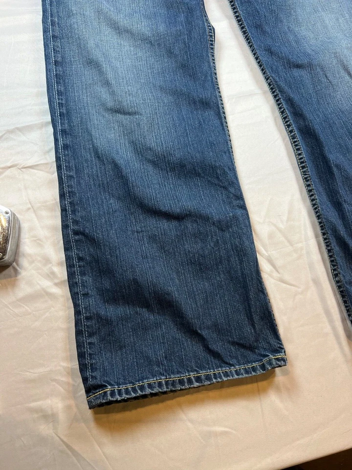 Pantalones de mezclilla BKE Marshall con hebilla para hombre talla 35x31 azul holgados años 90? Bota ancha RARA Foto 3 de 4