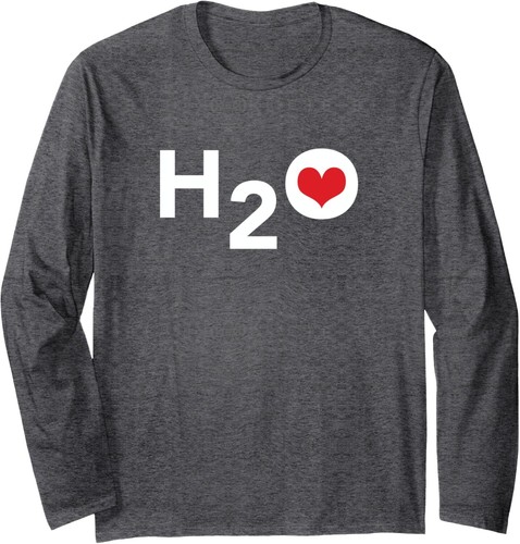 H2O Chemical Symbol Water Treatment Safe Water Awareness Long Sleeve T-Shirt - Picture 5 of 7