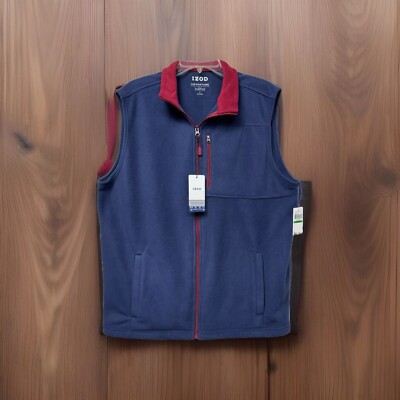 Izod Advantage Performance Dense Thermal Polar Fleece Vest Blue