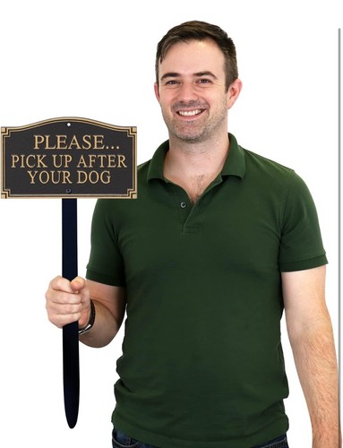 SmartSign "Bitte nach Ihrem Hund abholen" 18" schwarz Rasenpfahl Metall - Bild 4 von 4