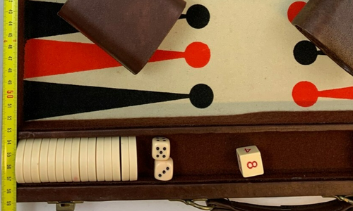 Backgammon Großer Kunstleder Koffer Brettspiel Spiel Kunstlederkoffer 59 x 40 cm - Bild 10 von 17
