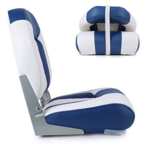 NORTHCAPTAIN Deluxe White/Pacific Blue High Back Folding Boat Seat, 2 Seats - Bild 4 von 7