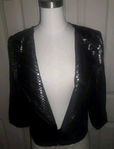 argento davanti diagonale con con zip Giacca sul nera 128 S Sz paillettes Nwt Express incrociate n5Xnxz8g
