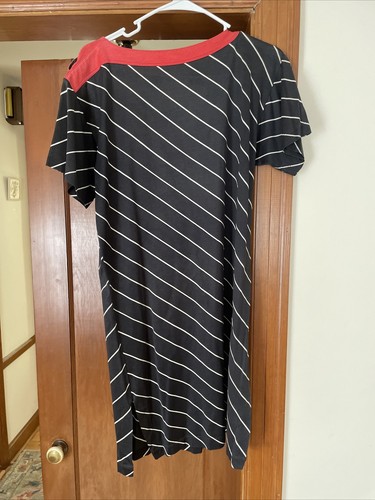 Gucci Navy Stripe Floral Print Short Sleeve Sheath Knee Length Dress - Picture 7 of 8