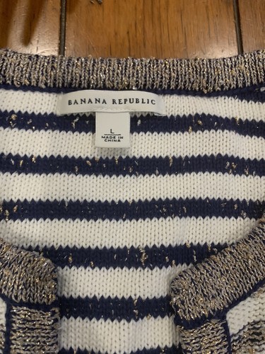 Preowned Banana Republic Metallic Stripes Cardigan Sweater In Sz L - Picture 9 of 9