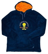  VTG Looney Tunes 2001 Tweety Bird Varsity Team Blue Fleece Hoodie; XL