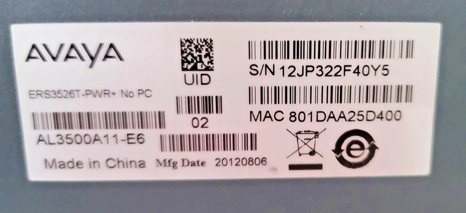 Avaya 3526T-PWR+ 10/100 PoE+ 24-Port Managed Switch AL3500A11-E6 ERS3526T-PWR+ - Image 4 of 4