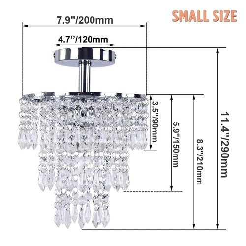 FRIXCHUR Small Crystal Chandelier Led Crystal Ceiling Lights 3 Tiers Crystal Rai - Picture 4 of 9