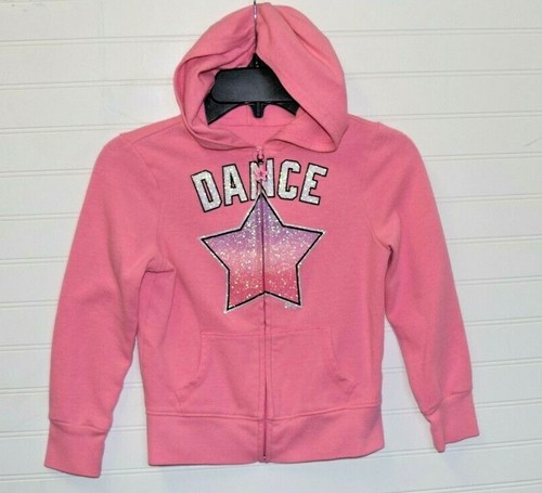 Justice Girls Size 5 Full Zip Hoodie,Pink With Graphic Sparkle Dance Star Logo - Picture 1 of 6