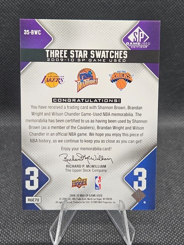 SHANNON BROWN 3 Star Swatches #/35 GOLD 2009-10 SP Game Used - Imagen 2 de 2