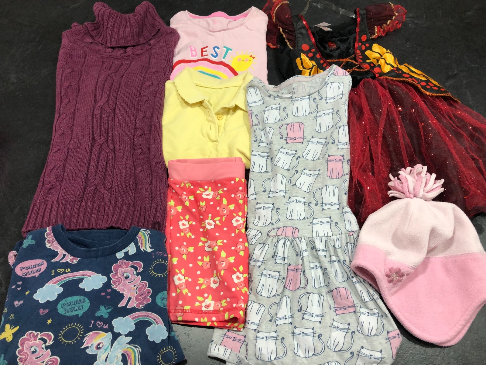 Pacchetto vestiti bambina 2 3 4 anni vestito fantasia maglione vestito Esprit Little Pony +