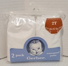 Gerber Waterproof Pants Diaper Cover 2T New 2pk Baby 100 PEVA White 28lb - 32lb