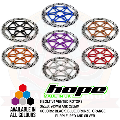 Hope 203mm 220mm 6 Bolt Vented V4 Disc Rotor - All Colors - Brand New - Picture 1 of 1