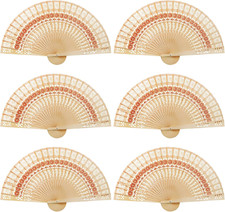 60 Pack Sandalwood Fans Wedding Favors, Hand Held Folding Fans Wooden Openwork P