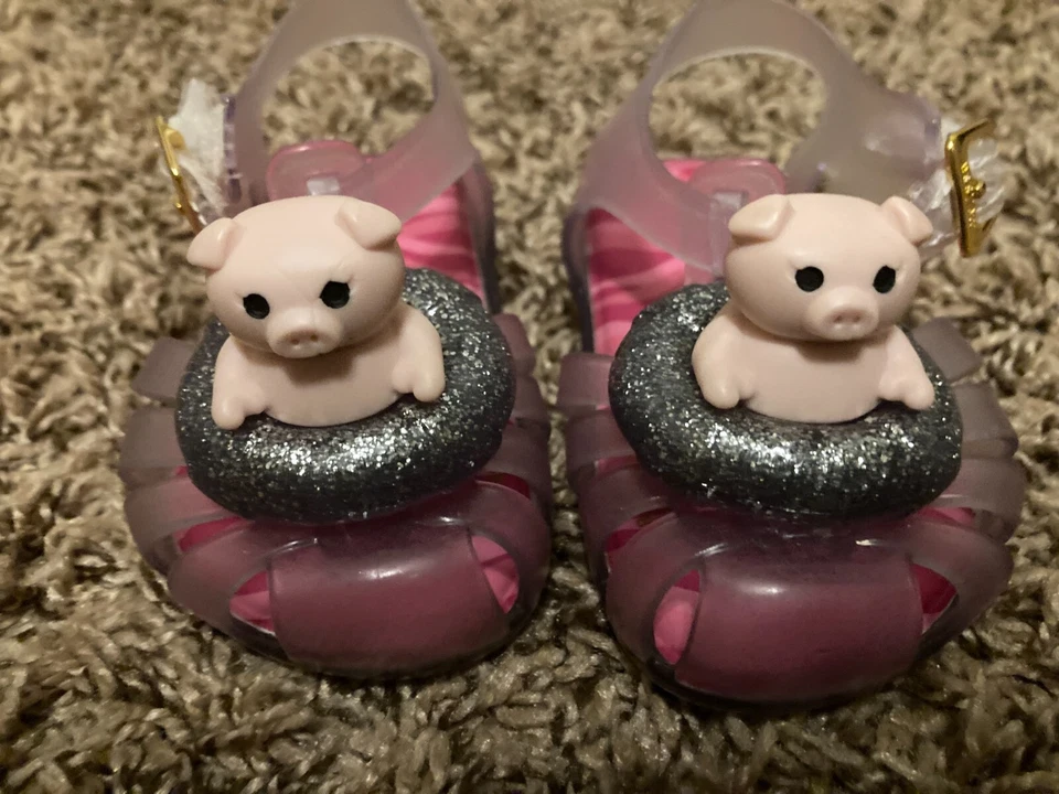Mini Sandalias Melissa Pig Jelly Infantil Talla 5 Correas de Tobillo Transparentes Brillantes Foto 2 de 4