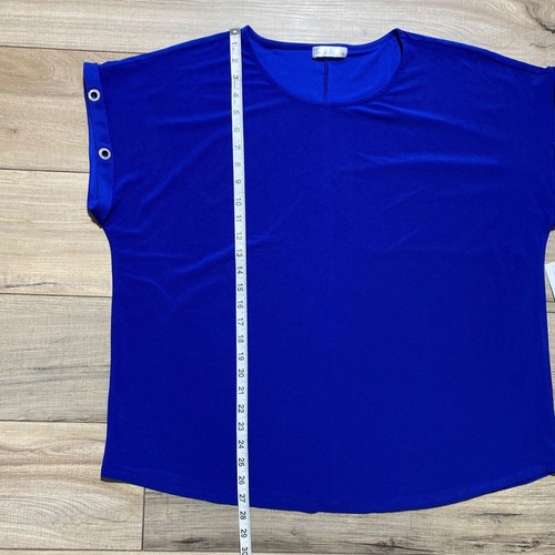 89th & Madison Womens Dolman Short Sleeve Top with Jewels Size 3X Electric Blue - Picture 6 of 9