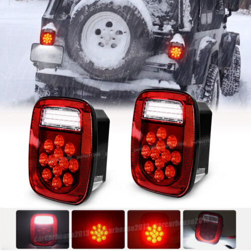 2x Red 39 LED Tail Lights Backup Brake Reverse Lamp For Jeep Wrangler YJ TJ - Picture 2 of 15