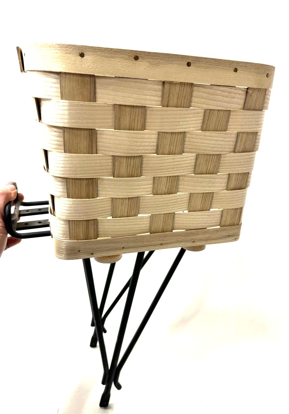Rear Rack Basket Bicycle Wood Natural By Peterboro Universal Mount