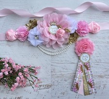 Princess Baby Shower Sash Belt  Daddy To Be Pin Set