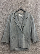 Vintage Peabody House Oversized Blazer Gray Wool Blend Women's Size 11/12