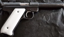 Ruger Mark I, A54 frame pistol grips smooth pure white plastic