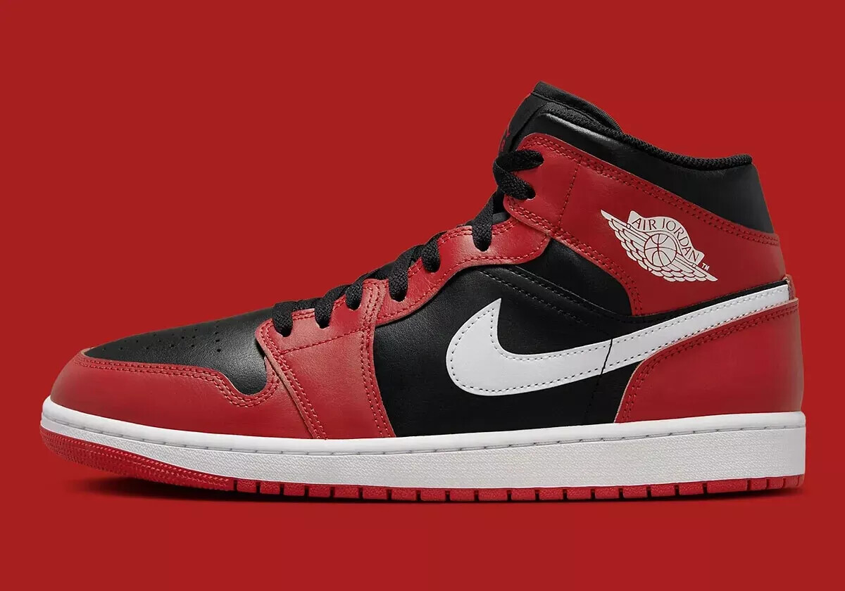 Nike Air Jordan 1 Mid Shoes Black Gym Red White DQ8426-061