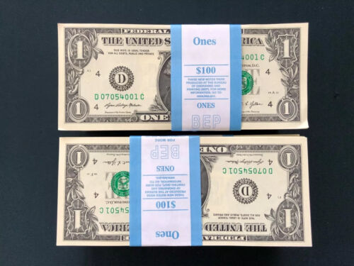 Lot of 100 Uncirculated One Dollar Bills 2021 Cleveland Consecutive Notes BEP