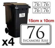 x4 WHEELIE BIN NUMBERS CUSTOM HOUSE AND ROAD STREET NAME STICKERS A6 - BN-28B